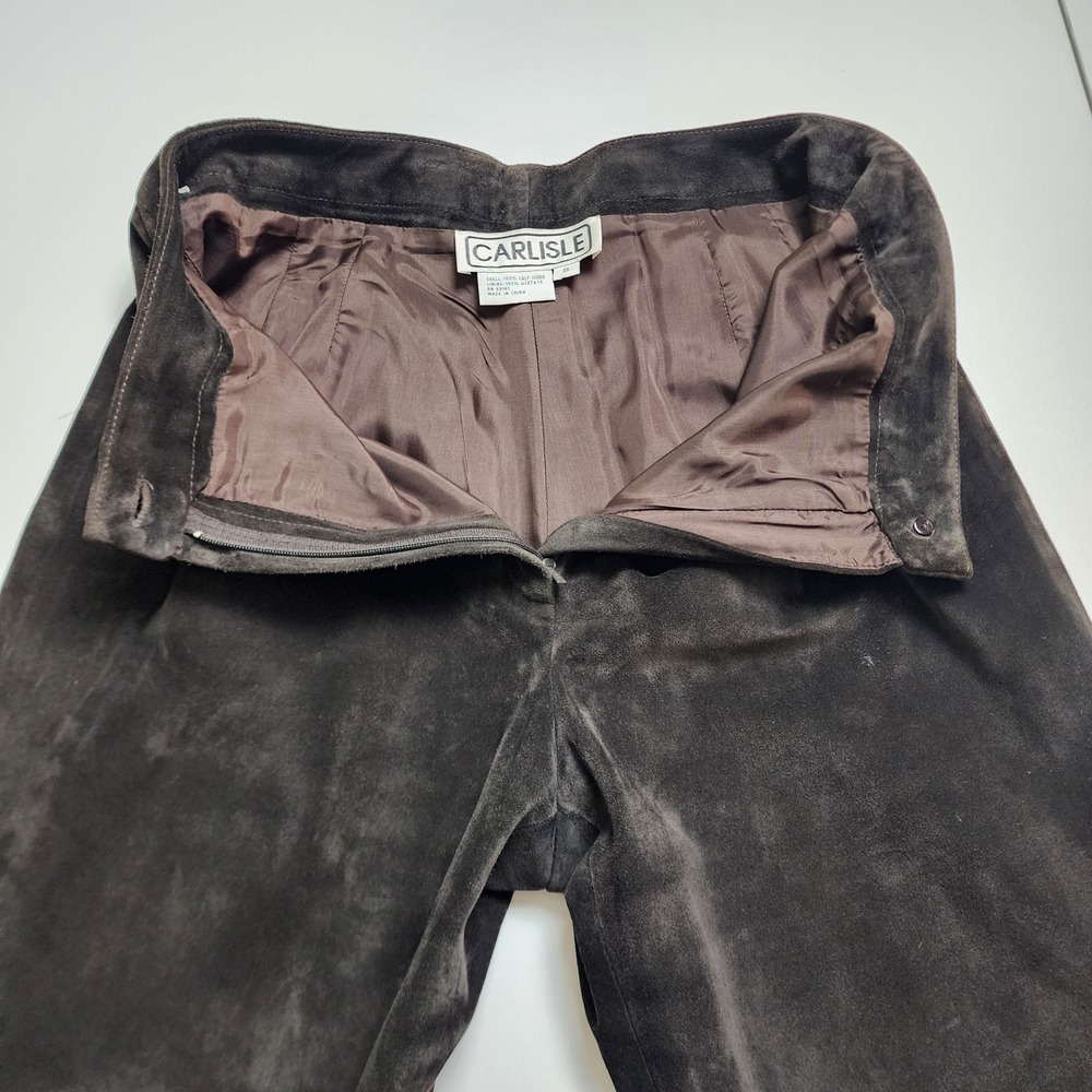 Carlisle Womens Vintage Calf Suede‎ Leather Pants Size 8 Straight Leg High Rise - Picture 8 of 15